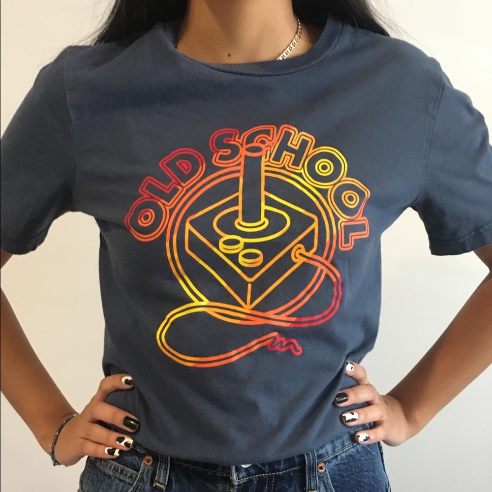 Old School Gamers Shirt Blue Youth XL